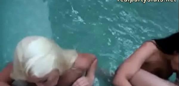  Group of horny sluts turn the pool party into a wild sex orgy